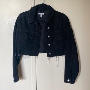 Topshop cropped black denim jacket